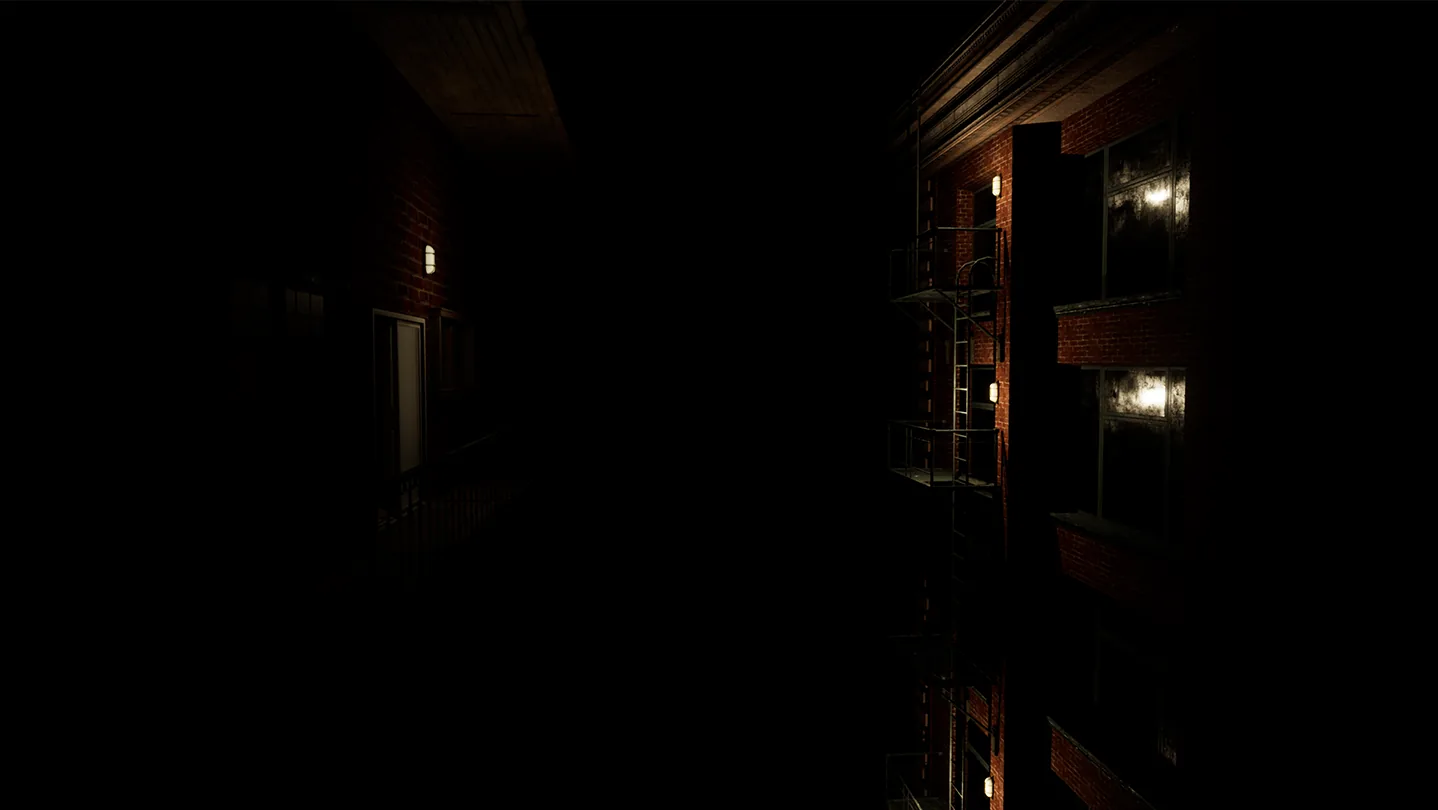 The apartment building at night