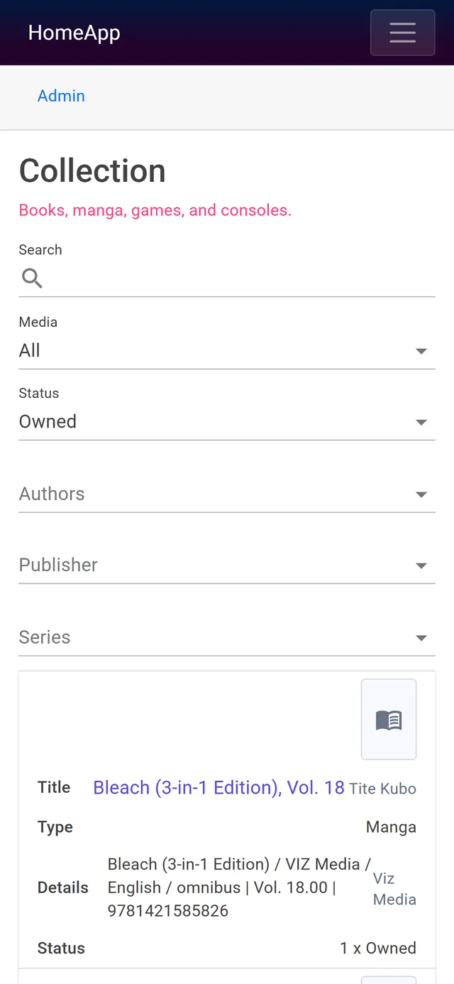 HomeApp collection on a phone