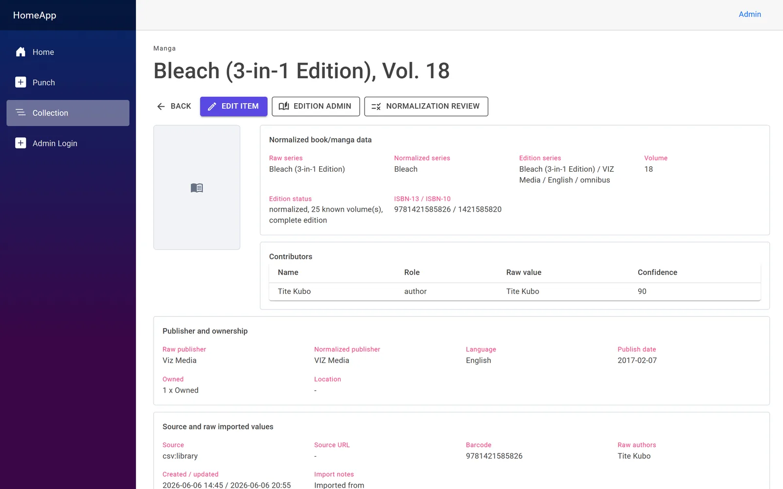 Normalized book data with contributors and confidence