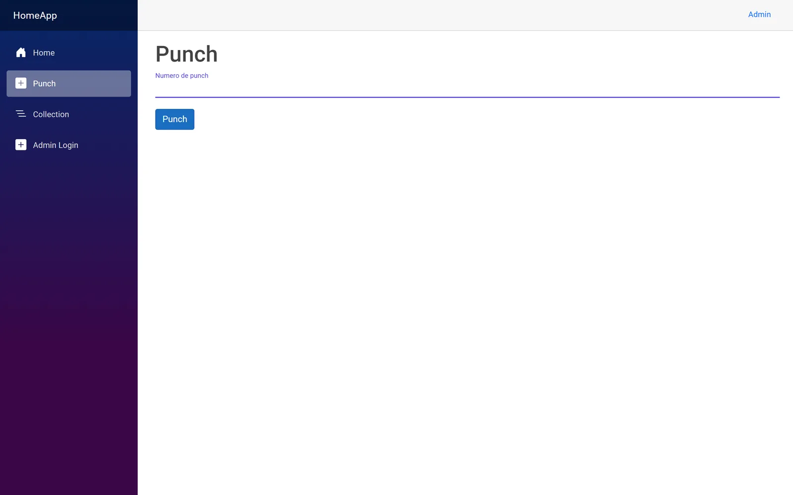 Punch in / punch out screen