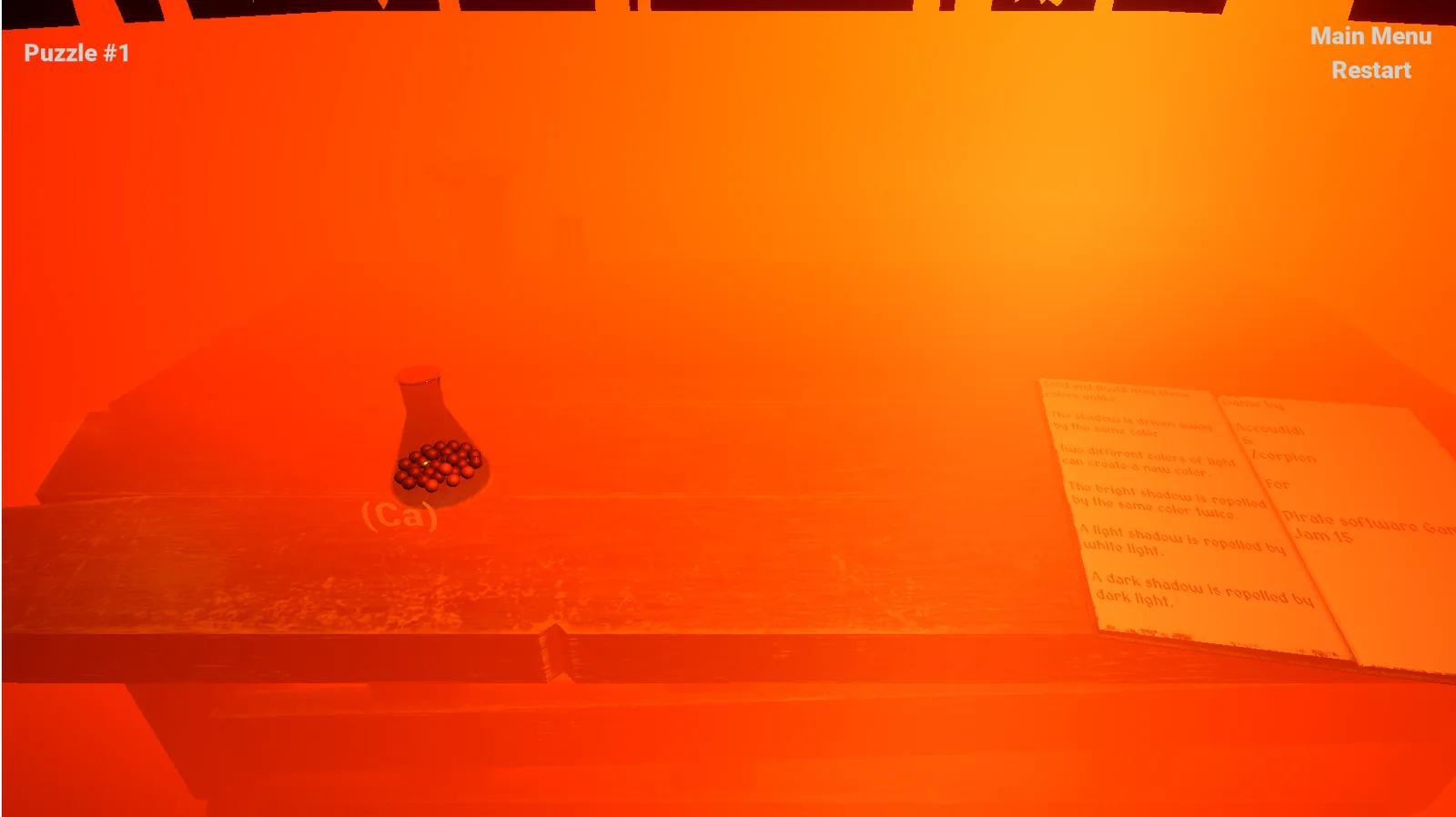 An orange burst of light after combining elements