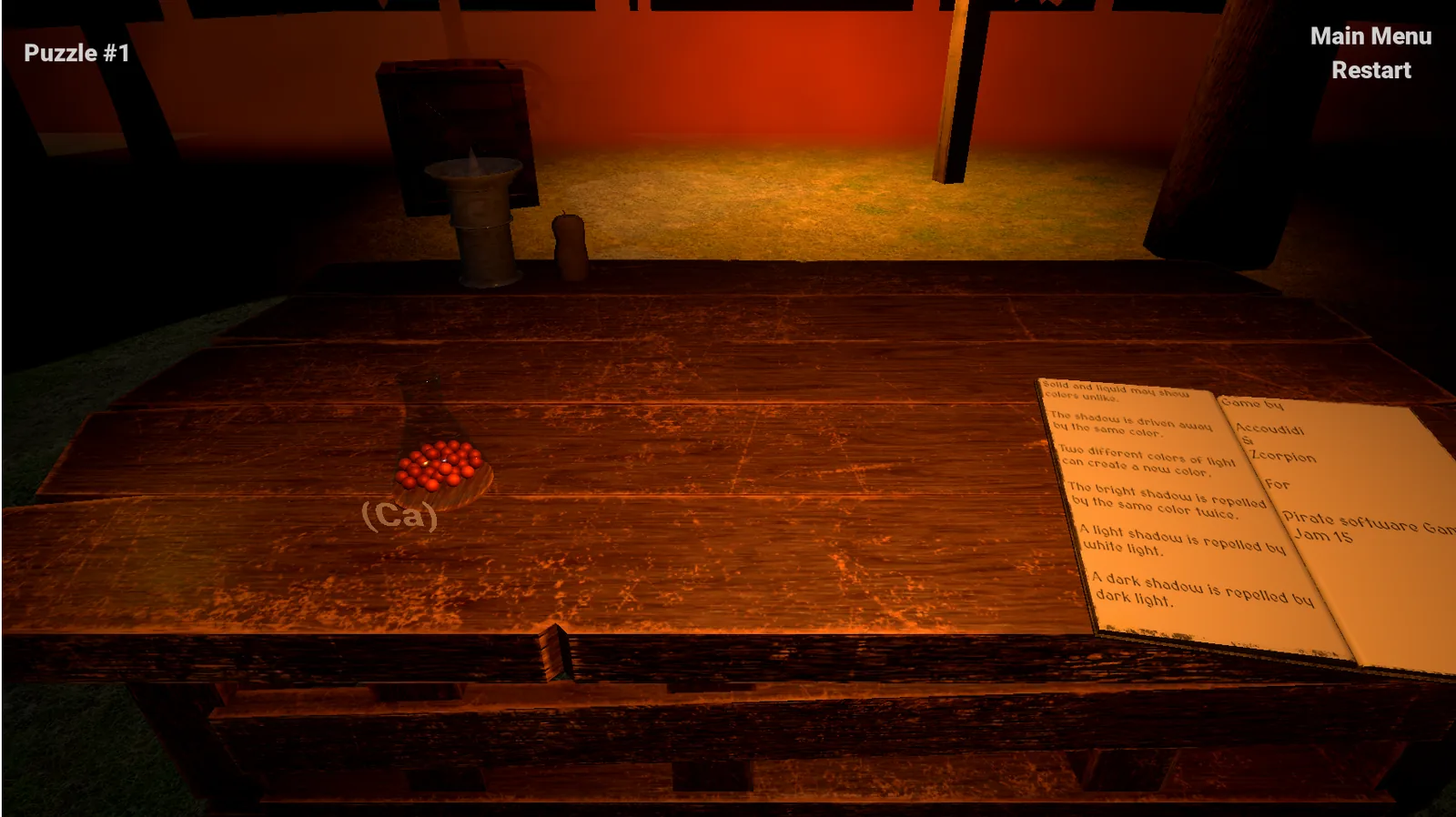 Red shadow creeping in behind the table