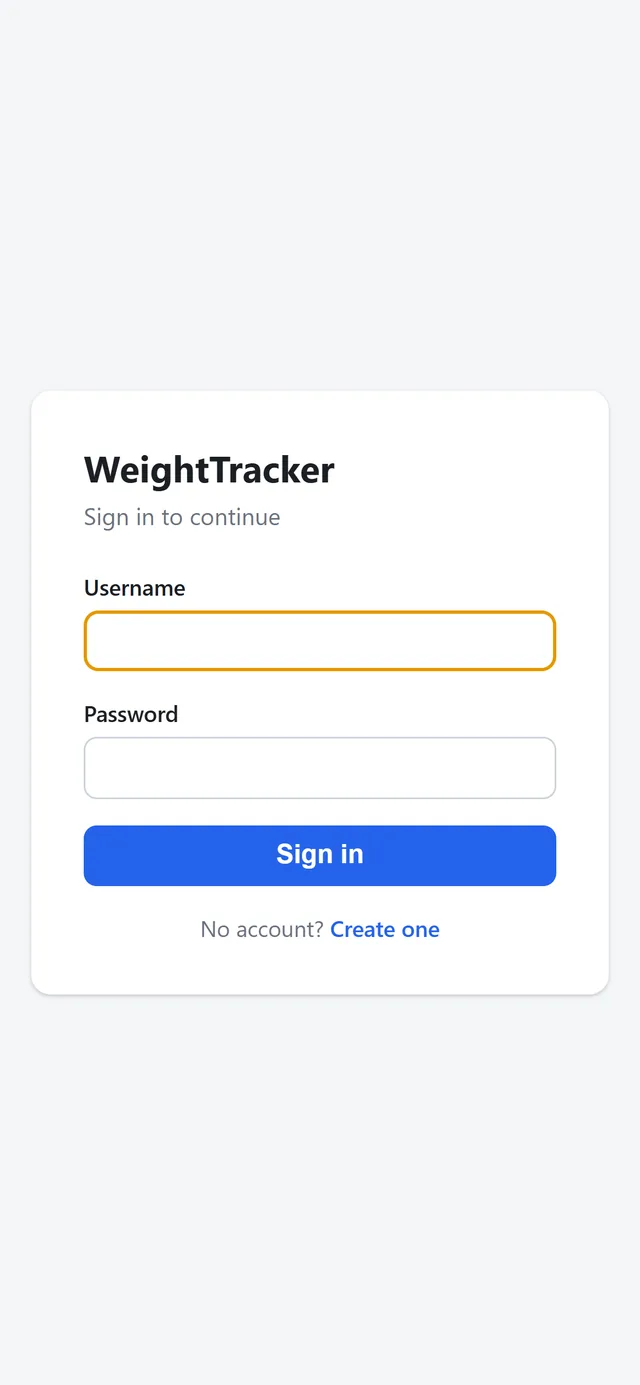 WeightTracker sign-in on mobile